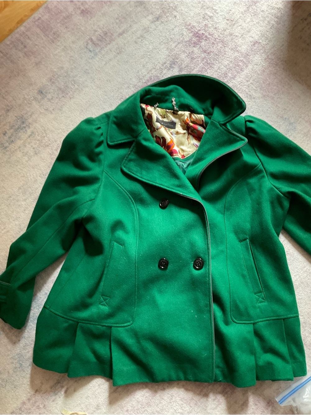 Steve Madden Emerald Green Double-Breasted Peacoat